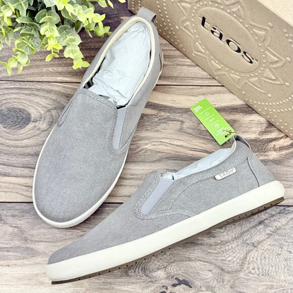 NIB Taos Dandy 8.5M Dandy Slip On Canvas Sneakers Grey Wash - Picture 1 of 11